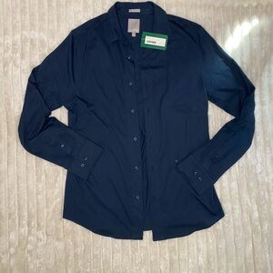 A-Frame Men's Dark Navy Cotton Button-Up Dress Shirt